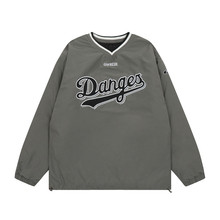 秋冬季刺绣字母加厚夹棉v领长袖T恤男生套头运动宽松上衣美式街潮