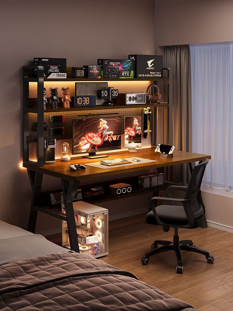 Perforated Board Desk Bookshelf Integrated Table Student Home Bedroom Table Computer Table Office Desktop E-Sports Table
