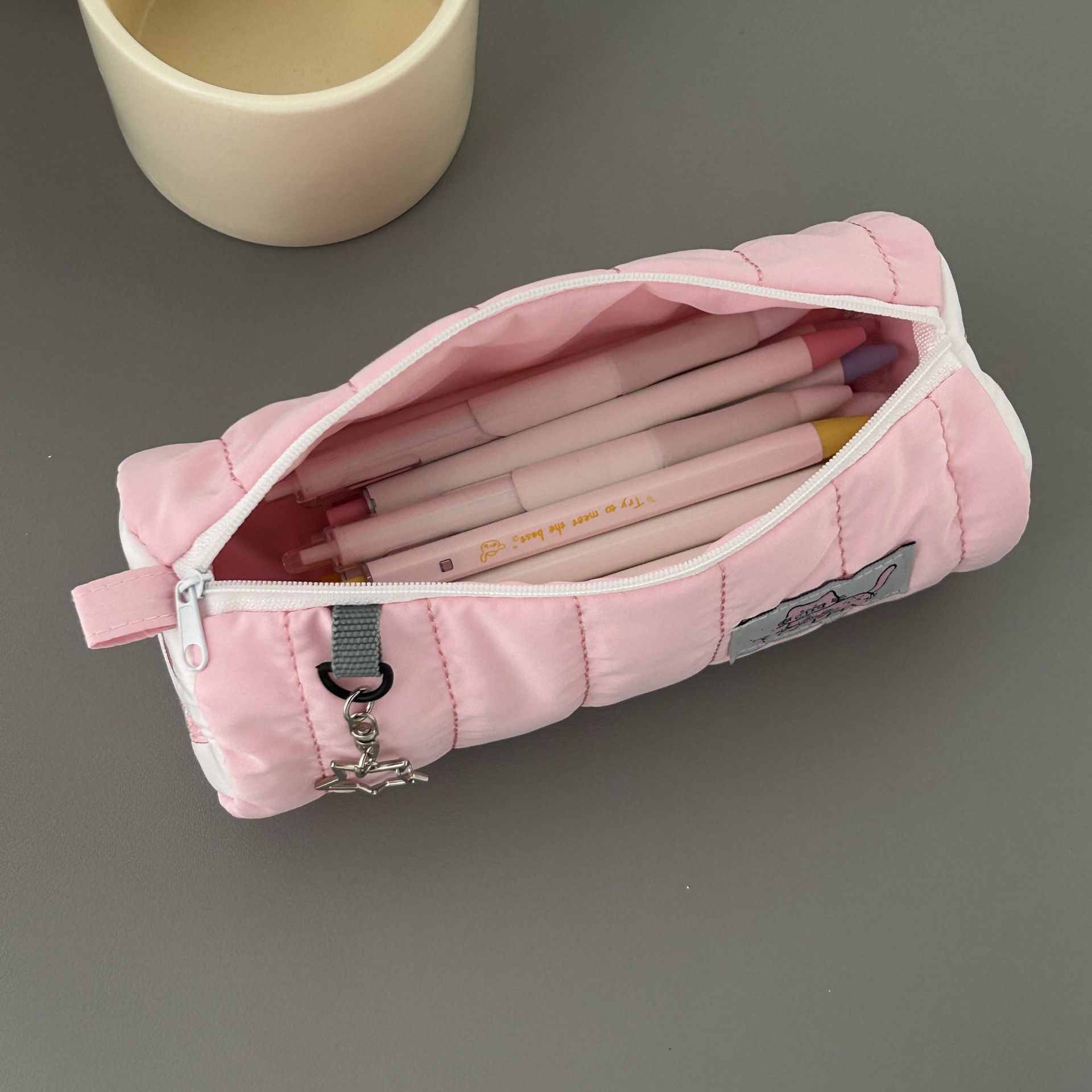 (2개) 생선 접시 가루 고양이 연필 케이스 INS 간단한 높은 아름다움 가치 문구 저장 가방 대용량 귀여운 틈새 연필 케이스