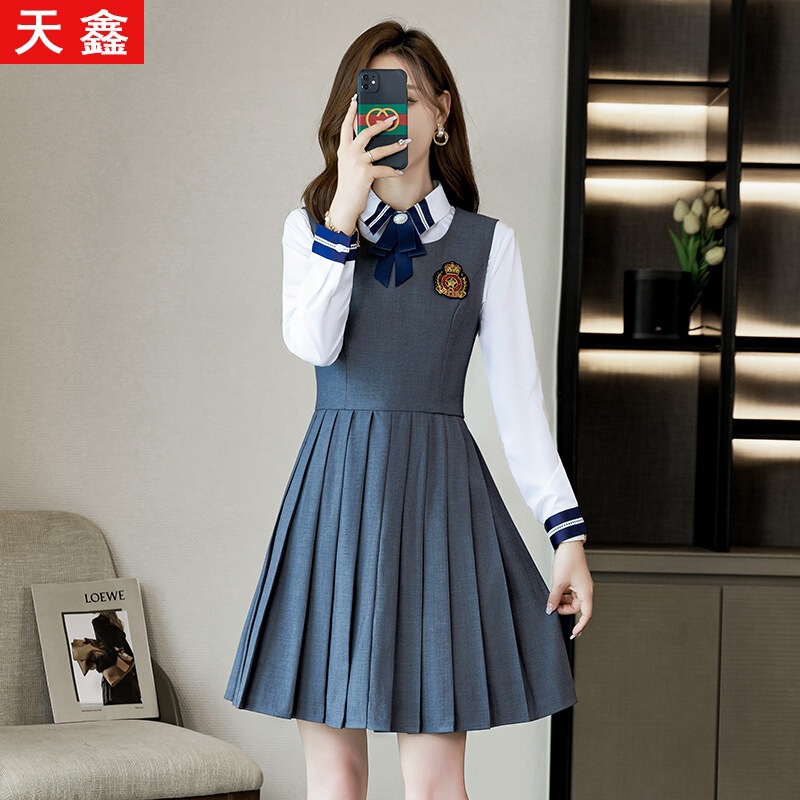 College style dress women's small 2023 new British style suit jacket women's vest skirt jk uniform suit