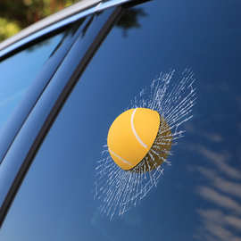 3D立体立体网球车贴汽车装饰划痕贴纸创意个性砸玻璃窗搞笑网球贴
