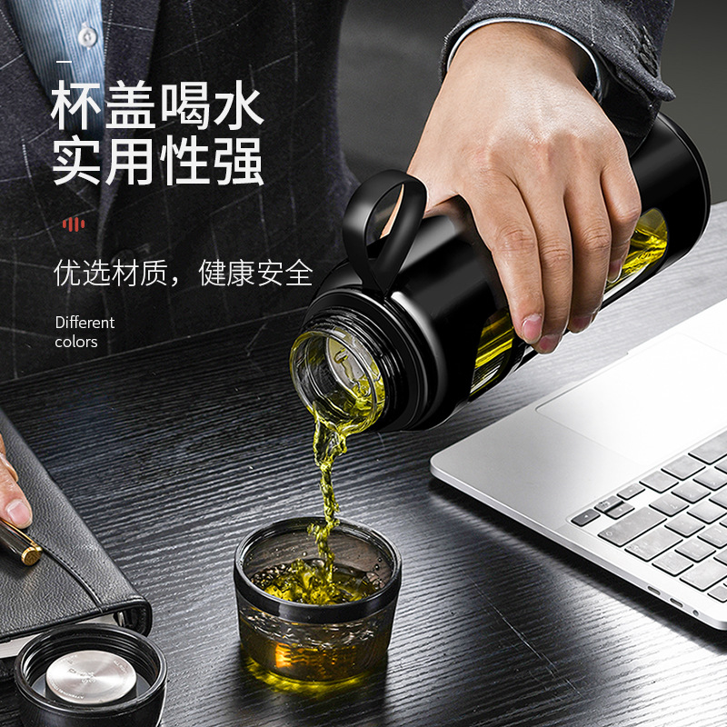 Nuevo vidrio de gran capacidad con Shell simple y conveniente de doble capa taza recta de doble capa de aislamiento térmico regalo de negocios taza de agua