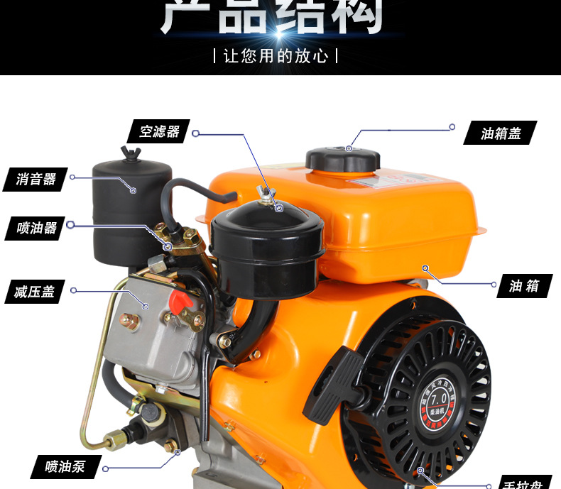 168F Small Air-Cooled Diesel Engine 4 Horsepower Water Pump Boat Power Propeller Machine Thresher Sprayer Power Head