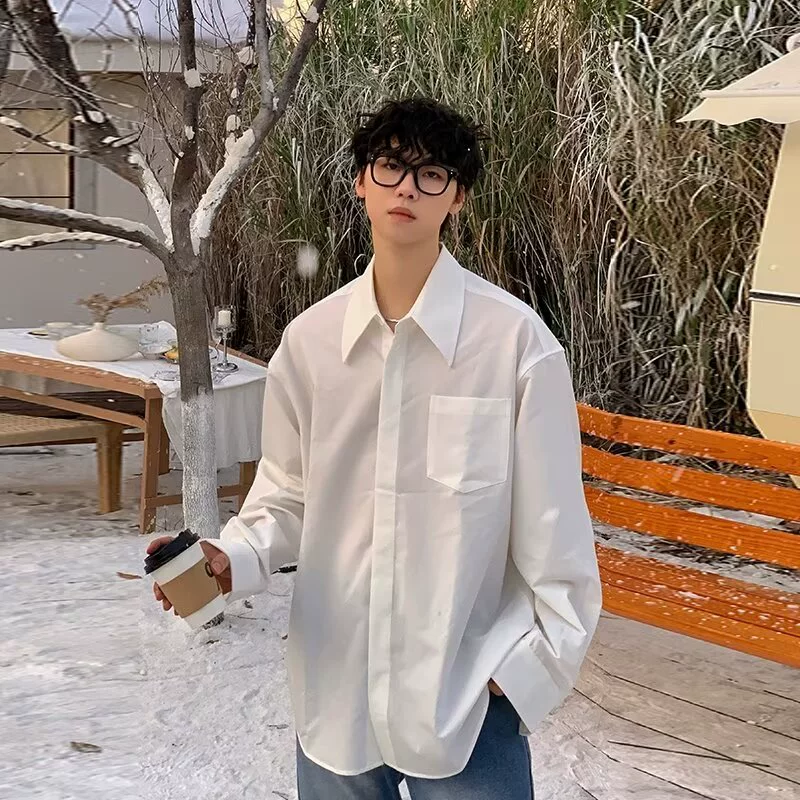 2024 Новая дизайнерская рубашка с длинными рукавами в Корейском стиле, Мужская весенне-летняя свободная тканая Повседневная рубашка в стиле кэжуал