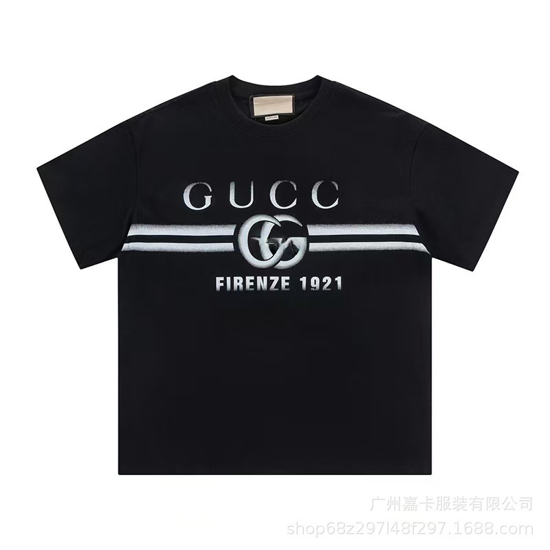 クロスボーダーハイエンドGファミリーTシャツラウンドネックフロントロゴ柄シリーズカジュアル男女同型半袖Tシャツ|undefined