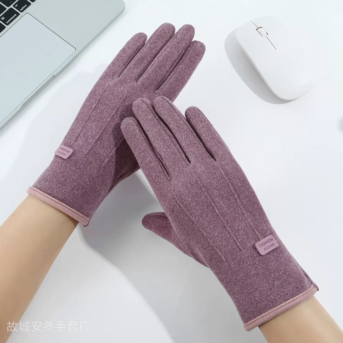 冬季保暖手套秋冬天女士骑车防滑户外运动加绒加厚德绒防寒款手套