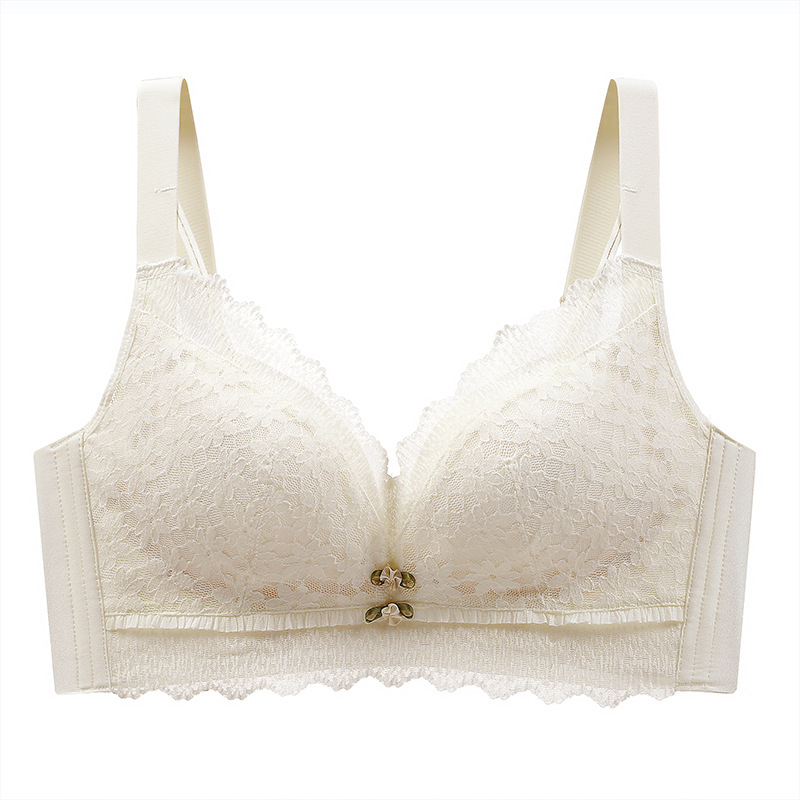 Ropa interior pecho grande pequeña ropa interior de encaje fino push up mama colección anti-flacidez pecho pequeño Sujetador push up inalámbrico para mujeres