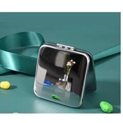 Mirror portable stainless steel portable round makeup mirror small mirror metal female handheld anti-fall solid color ins square