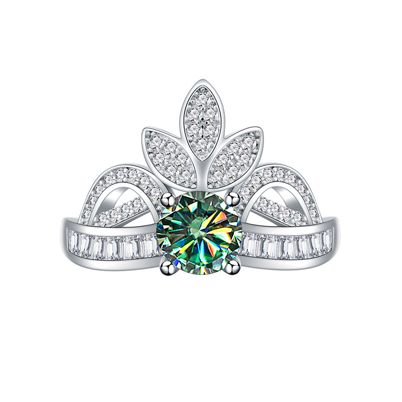 Transfronterizos para la corona 1 quilates anillo de piedra de moissan mujer 925 plata esterlina ins viento joyería accesorios de moda de mujer europea y americana