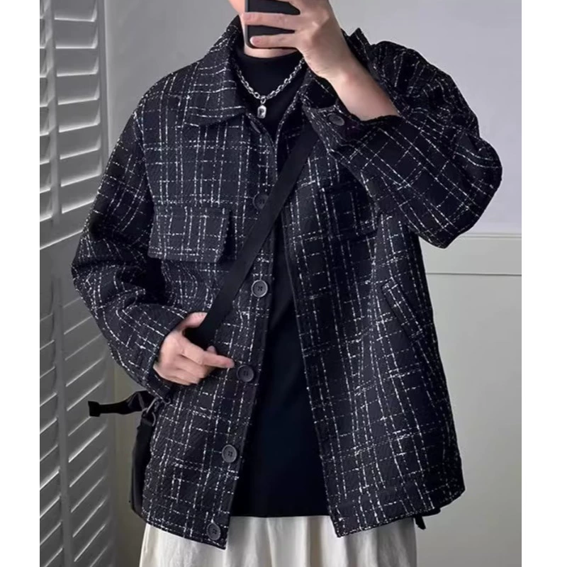 Мужская демисезонная шерстяная куртка, стиль Chanel, oversize, корейский стиль, плюс размер, американский стиль