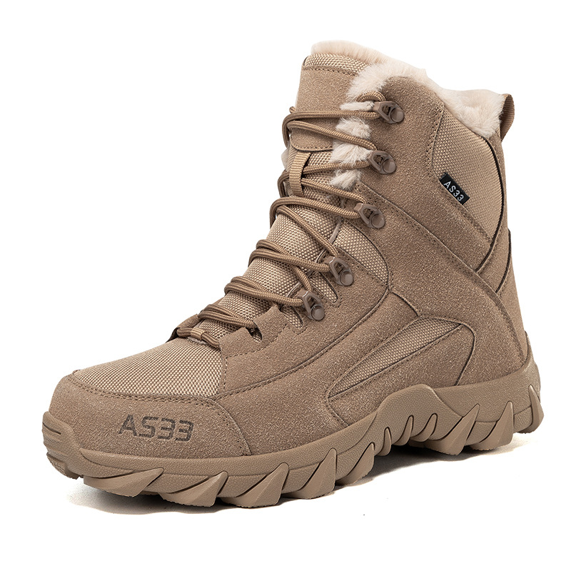 Botas de algodón de terciopelo de invierno transfronterizo para parejas Botas de entrenamiento de combate de fuerzas especiales al aire libre Botas de campo Delta de ayuda media tallas grandes
