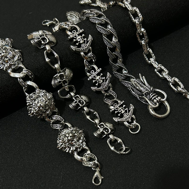 Skull Hip-Hop Retro Zinc Alloy Bracelets Wholesale display picture 1