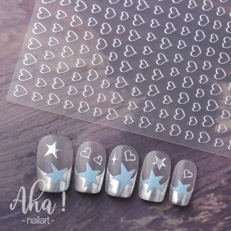 French-Style Nail Stickers, Popular on Instagram, High-End Minimalist Hot Girl Hollow Heart Adhesive DIY Nail Decoration