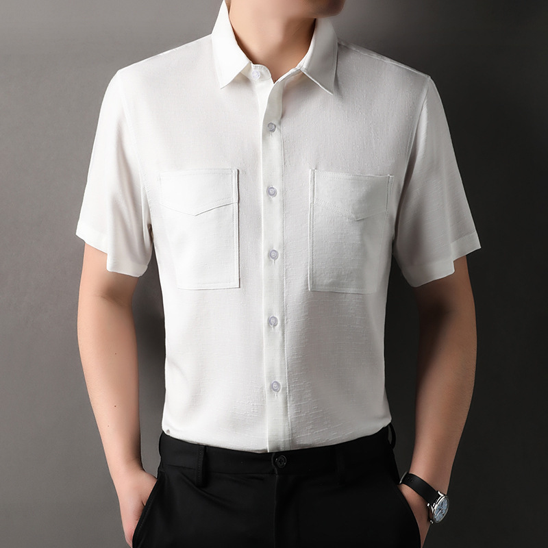 Fashion capable simple casual shirt men's 2025 summer new fashion Korean trend solid color small square collar shirt Fashion capable simple casual shirt men's 2025 summer new fashion Korean trend solid color small square collar shirt