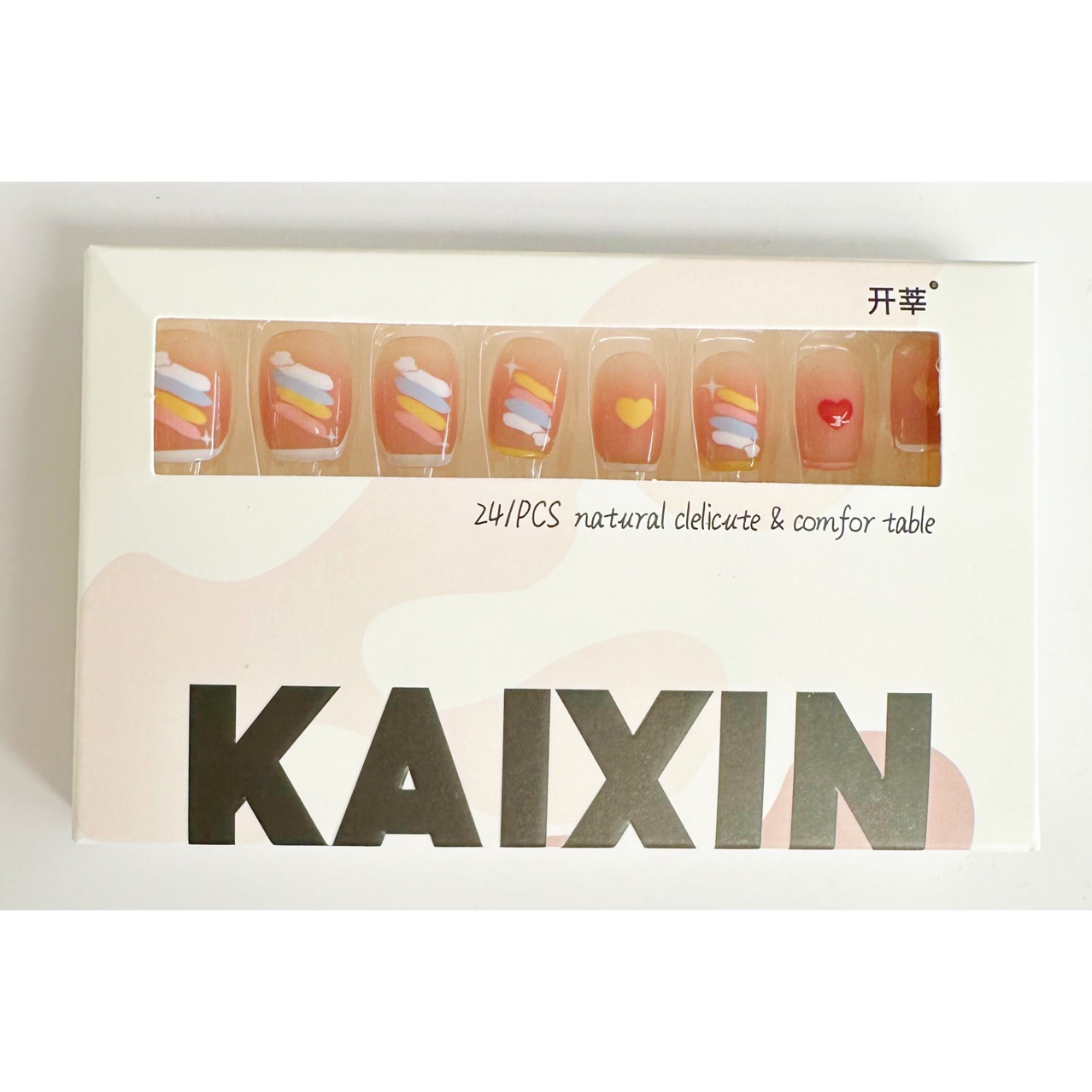 Manicura desgaste hecho a mano del arco iris caramelo melocotón corazón desgaste manicura