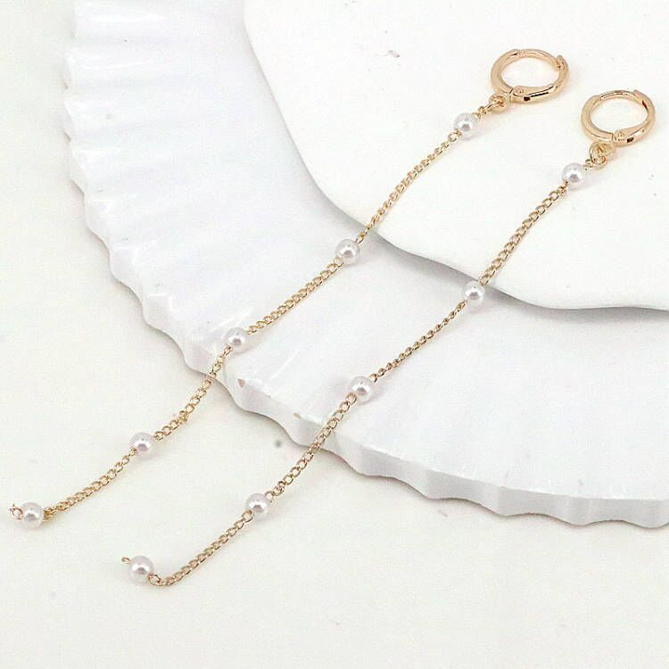 Fashion Long Pearl Tassel Copper Female New Ear Clips display picture 2