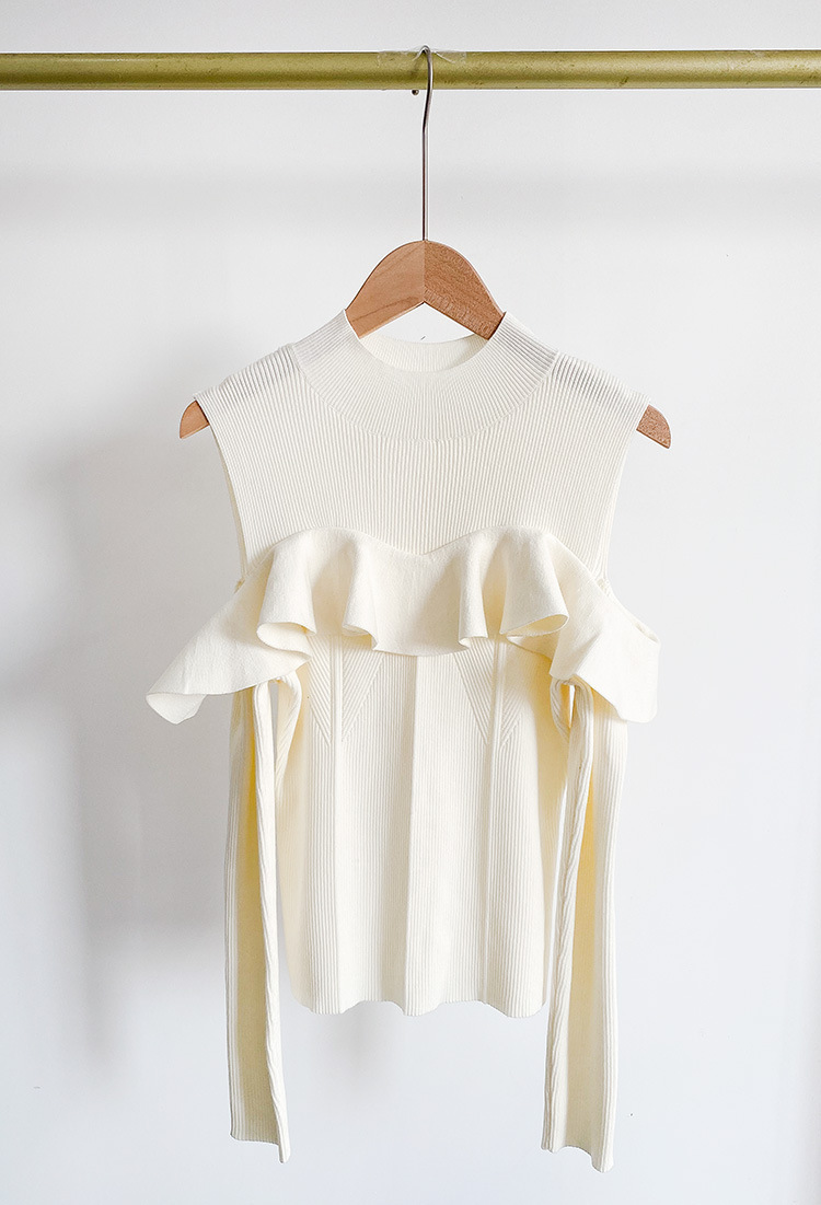 【慧琳】国境を越えた日系2023春夏半高襟ハスの葉の縁に肩を出したニットウェア23B041/24B125