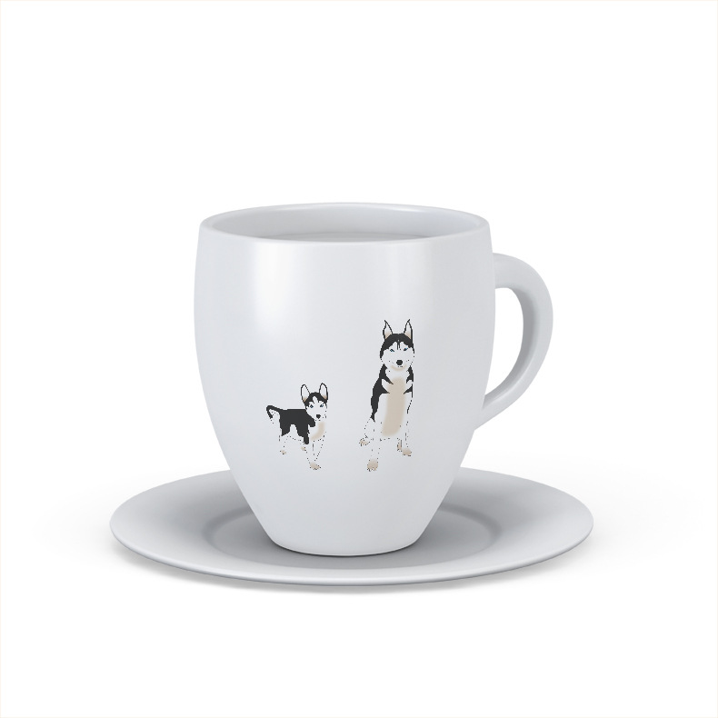 创新文艺狗陶瓷杯定制图片小杯与碟套装品牌推广礼物咖啡杯生产商