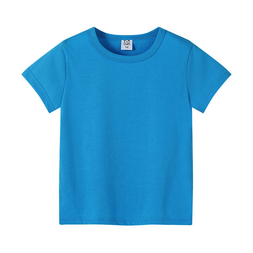 Summer solid color children's short-sleeved boys' and girls' T-shirts wholesale unpatterned hand-painted advertising shirts manufacturers dropshipping