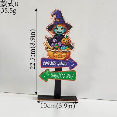 跨境亚马逊鬼节装饰用品万圣节南瓜精灵字母木质摆件幽灵木制摆台|undefined