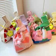 订婚伴手礼结婚喜糖袋子针织包包宝宝百天礼品袋时尚百搭软编织包