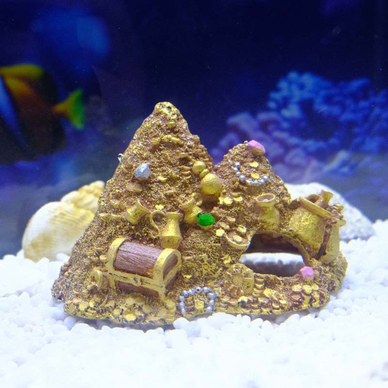 Caja del tesoro, decoración de pecera, decoración de dibujos animados, pescado y camarones, casa de refugio, paisaje de pecera, casa de piña, cueva de refugio, Jinshan Baoshan