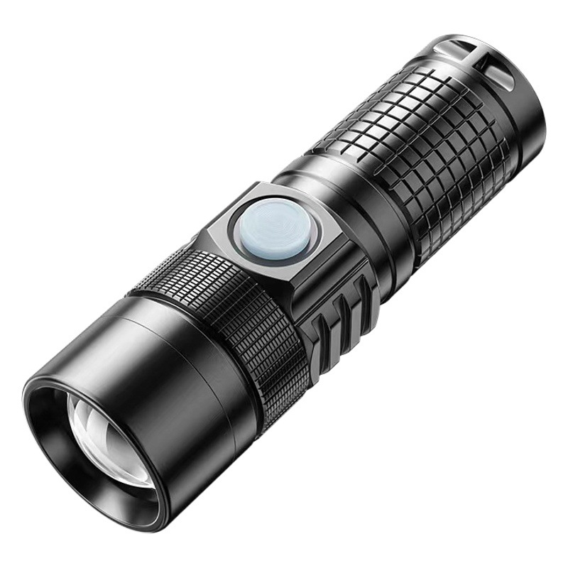 Mini linterna al aire libre multifuncional recargable p50 fuerte cordón ligero portátil fuerte luz tipo-c linterna zoom