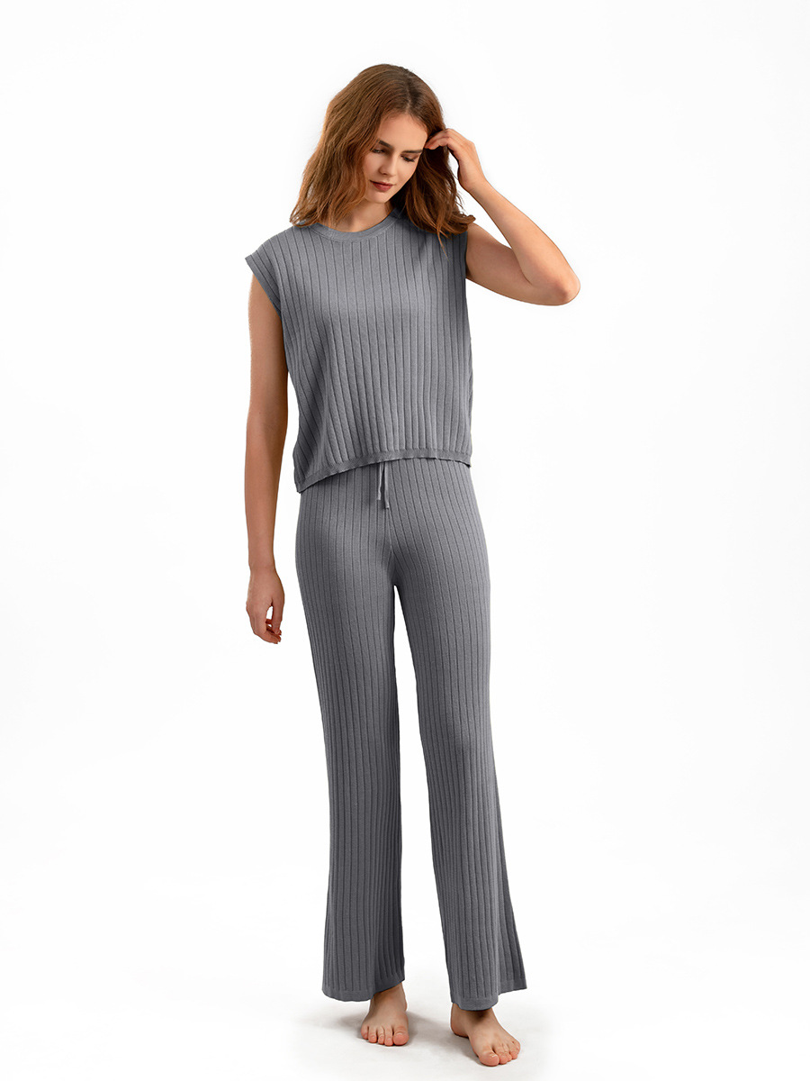 420g Weight Sleeveless Sleeve Length Ice Silk, Viscose Fabric Type Leisure Suit Sets Type Office, Outdoor, Daily Occasion Round Neck Neckline -1 Function Loose Fit Type Solid Color Pattern Summer Season Women's Gender Casual, Basic, Simple Style Style Office Outdoor Daily Women's Casual Basic Simple Style Solid Color Ice Silk Viscose Leisure Suit Pants Sets 6