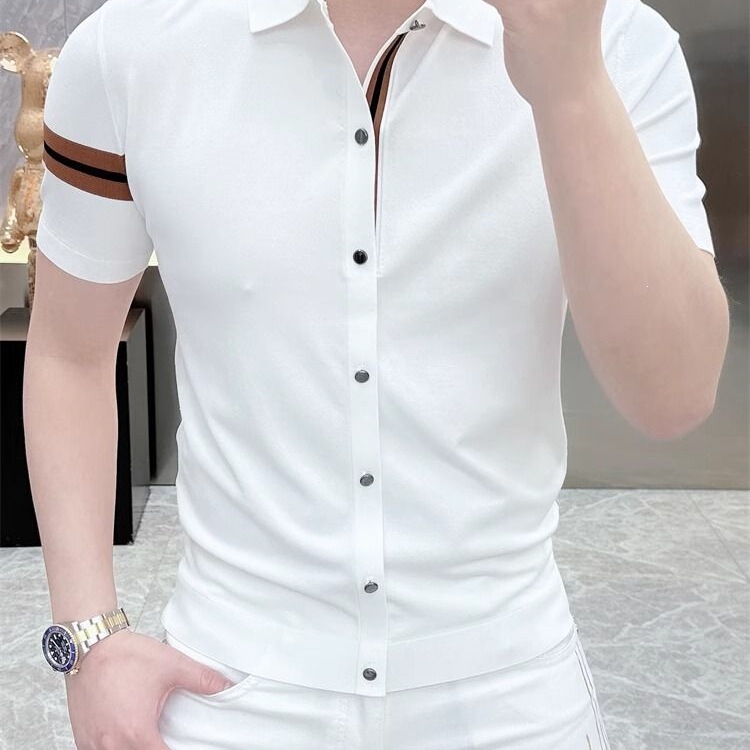 2026 Summer New Luxury Men's Short-Sleeve Slim-Fit Trendy Fashion High-Quality Casual Business Shirt 2026 Summer New Luxury Men's Short-Sleeve Slim-Fit Trendy Fashion High-Quality Casual Business Shirt
