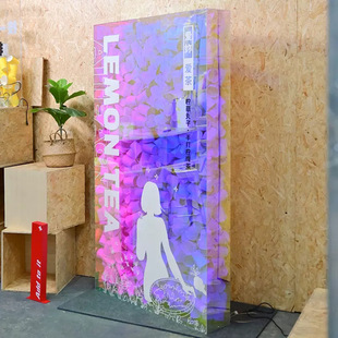 Net red shop floor sign milk tea coffee shop atmosphere light billboard led colorful acrylic paper cup light box
