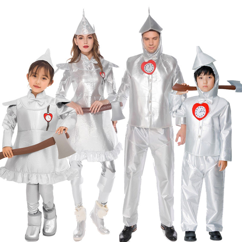 Halloween Wizard of Oz Drama Costume cosplay silver Tin Man Children Adult Performance Costume