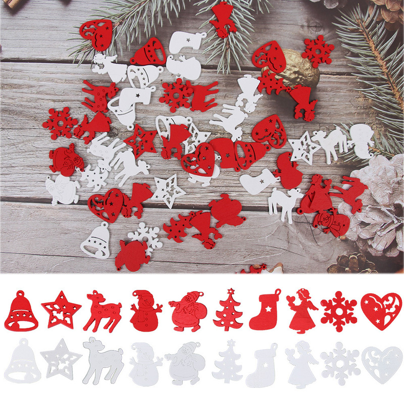 スポット工芸品diy木製クリスマスツリーペンダントホーム装飾ギフトアクセサリークリスマスペンダントカラー木製チップ|undefined