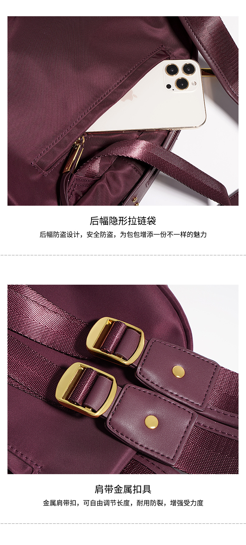 Title 5, Mochila Casual Feminina de Couro Bovino e Nylon...