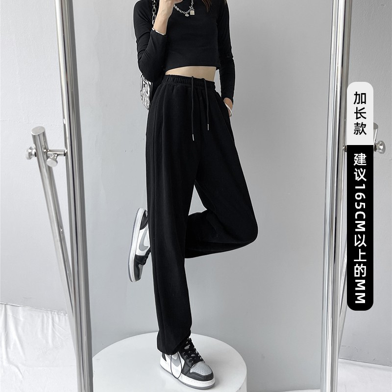 潮流百搭美式灰色运动裤女2025秋新款宽松高腰阔腿裤子休闲卫裤|undefined