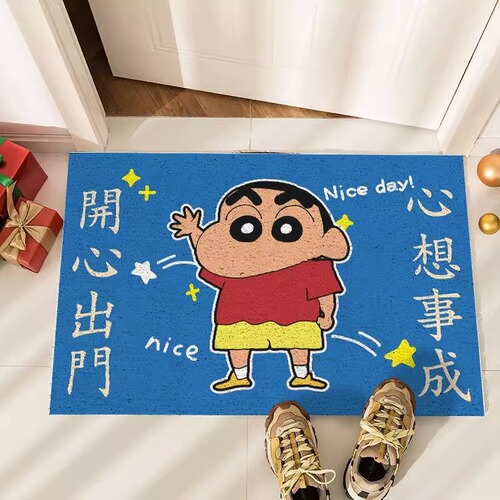 New Crayon Shin-chan Silk Circle Floor Mat Home Cartoon Entry Door Mat Scratching Mud and Soil Cuttable Foot Mat Shoe Cabinet Mat