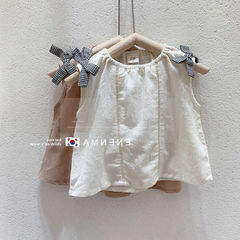 Baby Cotton Linen Sleeveless Summer Shirt Cute Fashion Kids' Top Clothing 0027