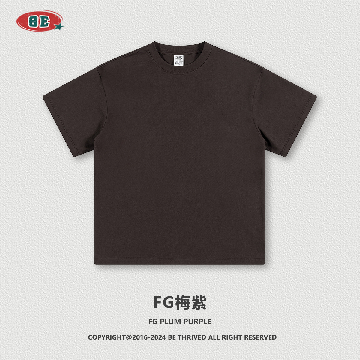 BE personalizado 2025 procesamiento personalizado marca de moda callejera americana de algodón puro color tierra 305G camiseta pesada de manga corta hombres image 7