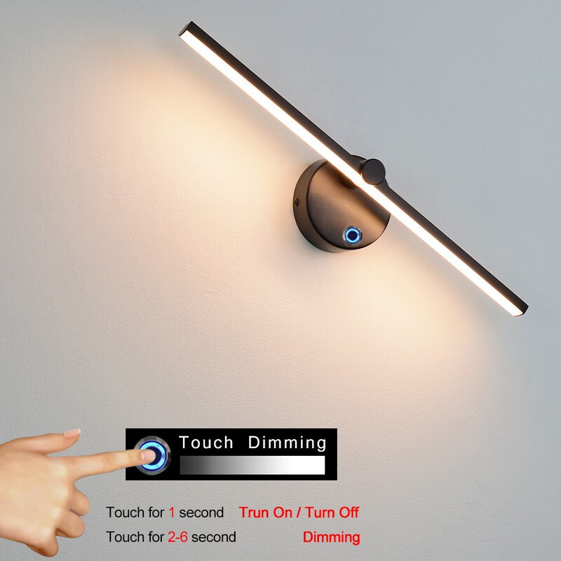 Cross-border exclusive for modern minimalist Led indoor wall lamp mirror headlight touch stepless dimming 300 ° rotating lying wall lamp Cross-border exclusive for modern minimalist Led indoor wall lamp mirror headlight touch stepless dimming 300 ° rotating lying wall lamp