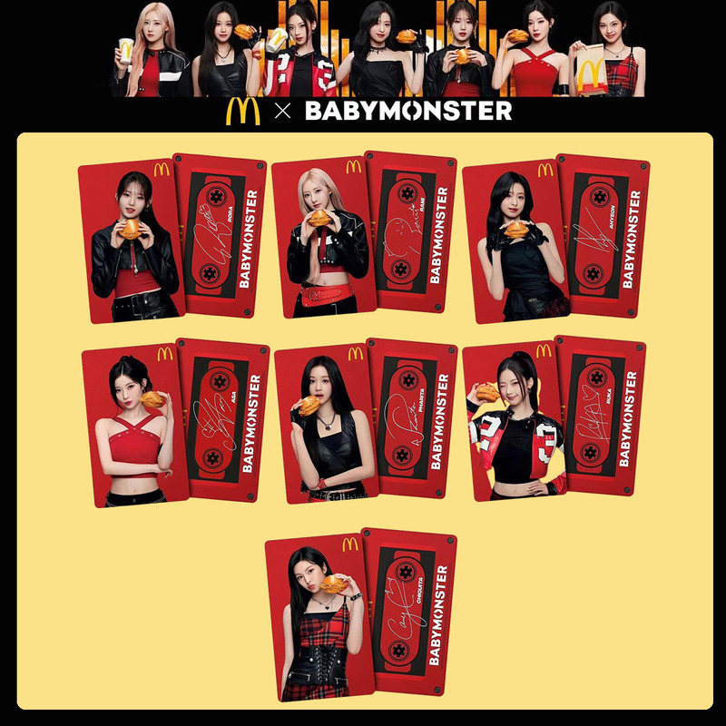 BABYMONSTER Treasure Monster M Notes McDonald's Joint Card Xian Jiao Lu Tea Qi Tat Hong Kong Limited endorsement Card
