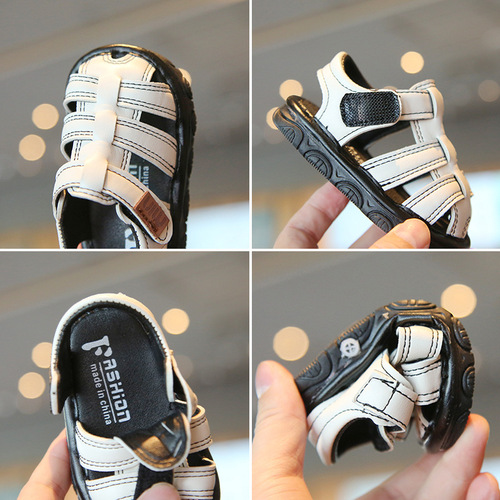 Baby Soft Sole Anti-Slip Summer Cap Toe Boys Infants Toddler Shoes with Magic Tape Casual Calling Shoes Wholesale Price