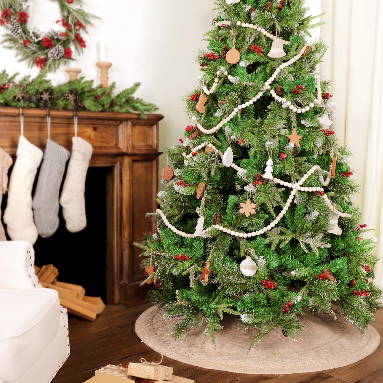 Nuevo producto transfronterizo falda de árbol de punto de Navidad delantal de árbol de Navidad de punto de gran tamaño decoraciones navideñas ambiente festivo