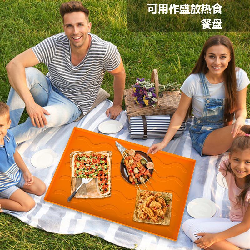 Amazon caliente negro piedra barbacoa parrilla silicona estera protectora estera de limpieza bandeja de barbacoa cubierta protectora de silicona