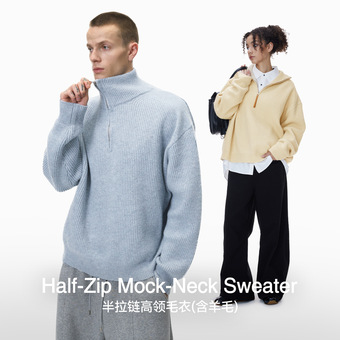 捷展男装|半拉链高领毛衣25冬季新品复古街头老钱风松弛慵懒上衣