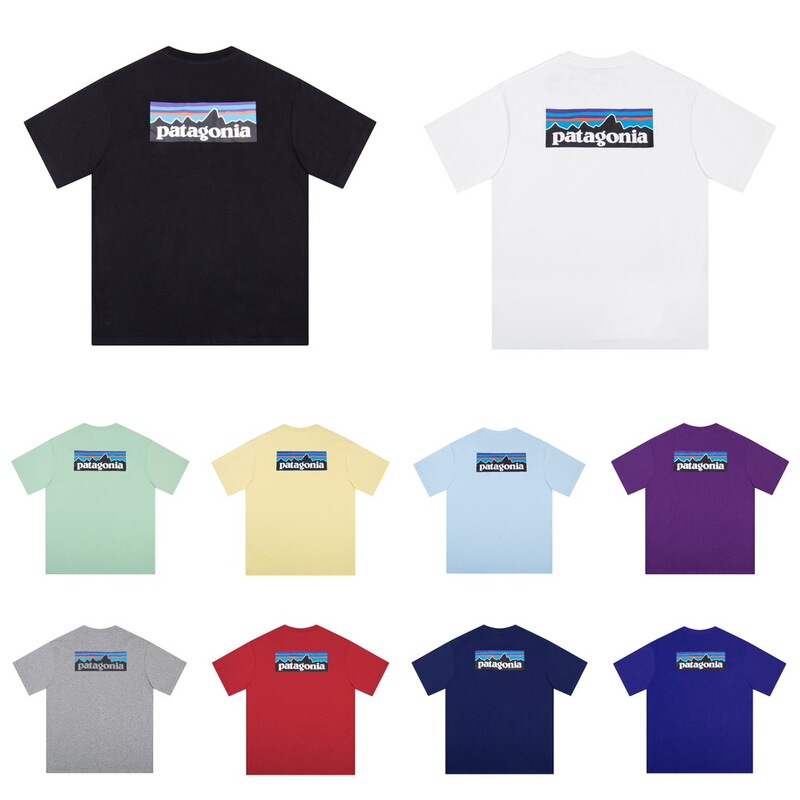 Cross-Border Patagonia T-Shirt American Retro Fashion Brand Pata Classic Style Printed Short-Sleeve Heavyweight 270g Double Yarn