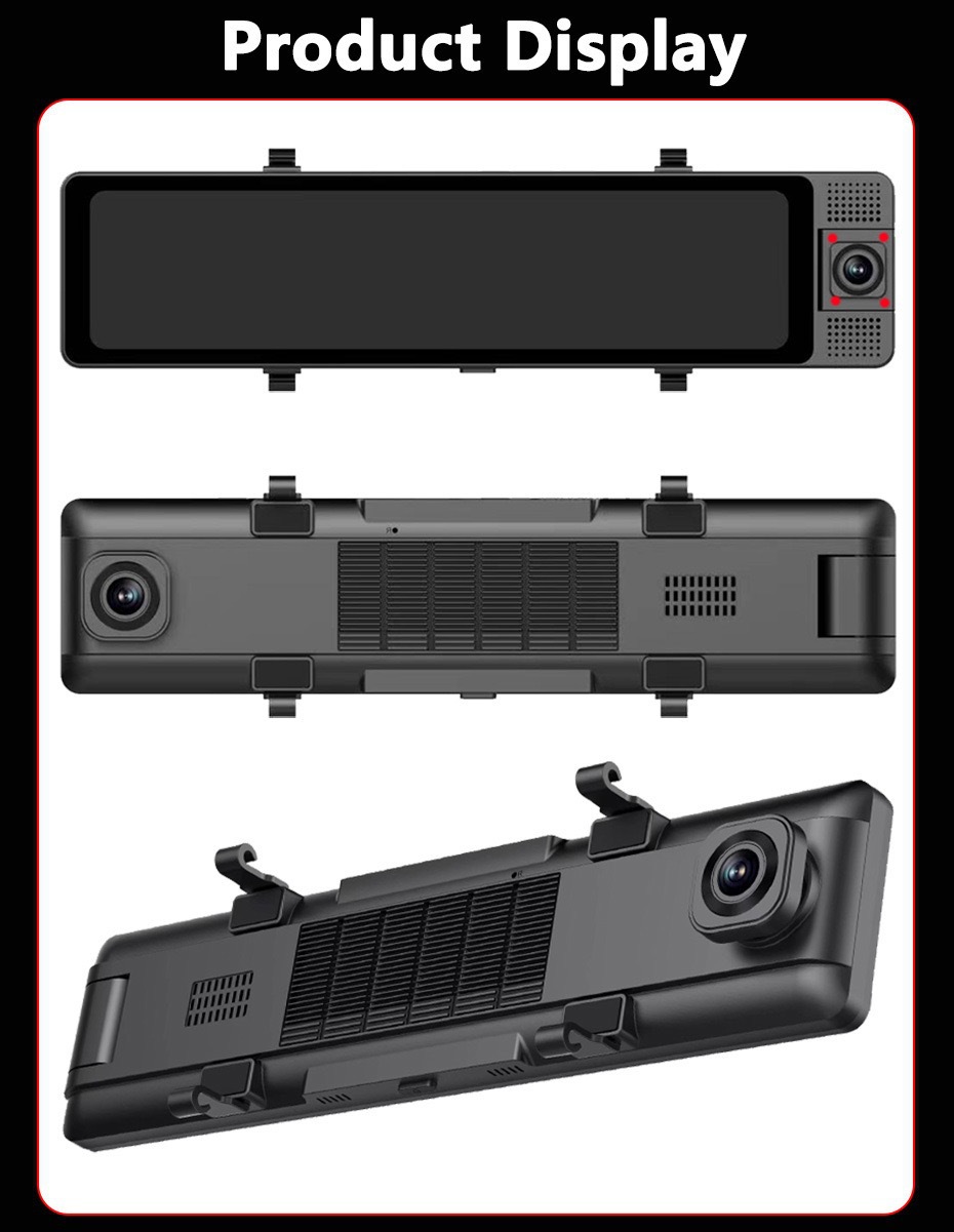 Three-Lens 4g Android 13 System 12-Inch 4+64Gb Large Memory Screen Mirroring Carplay Dash Cam Phone
