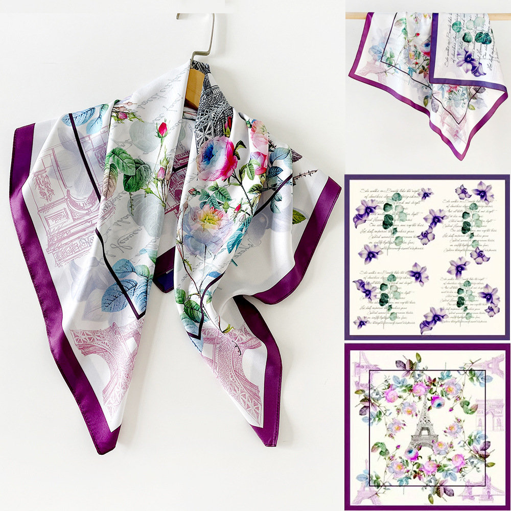 Silk Scarf For Women 70cm Square Twill Double Sided Printed Fashionable Professional Collar Shawl_voghion.com