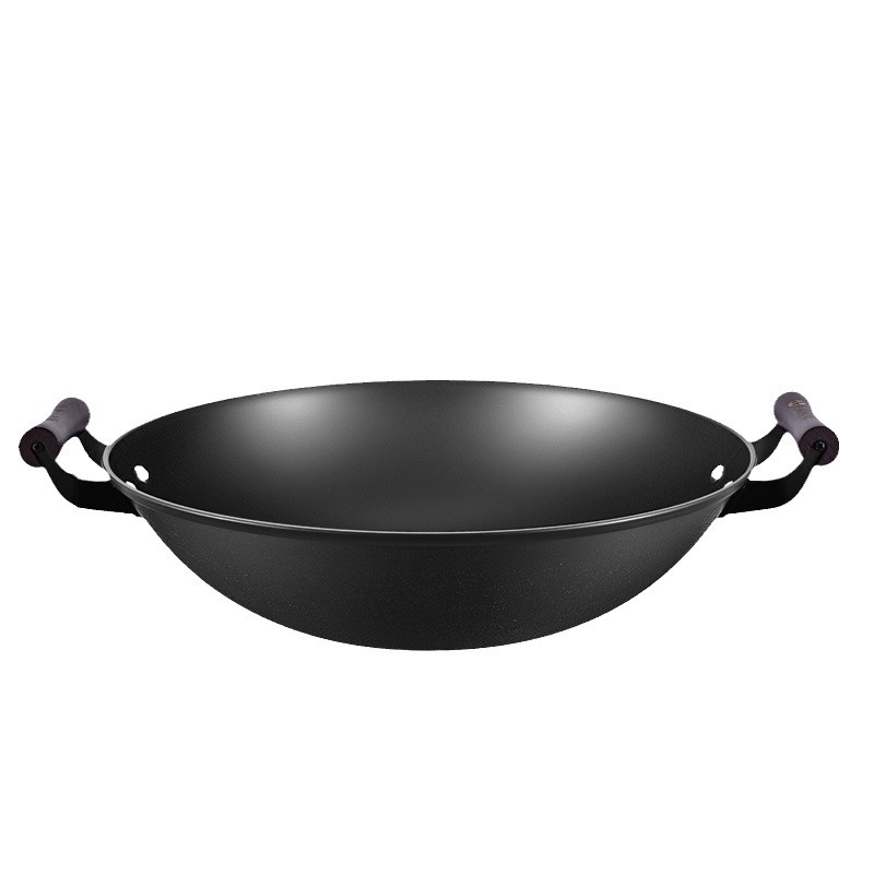 Luchuan WOK de hierro de doble oreja hogar antiguo WOK de hierro fundido no recubierto antiadherente de fondo redondo estufa de gas WOK de hierro fundido