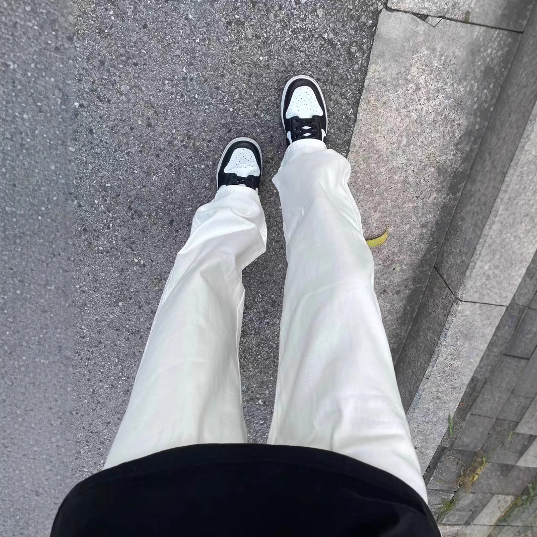 American Slim Casual White Bootcut Jeans for Men in Summer High Street Ootd Work Clothing Trendyy Bootcut Pants