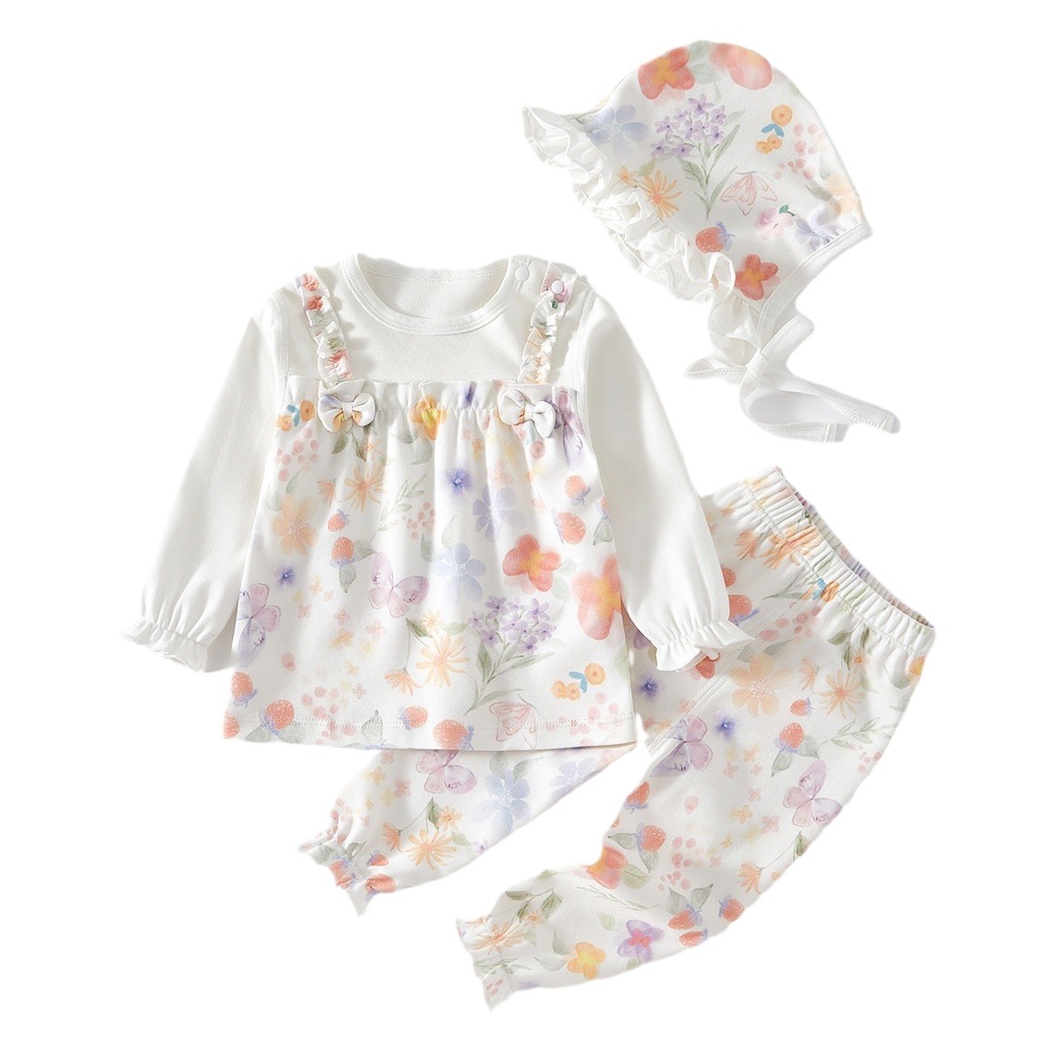 Bebé niña traje partido primavera y otoño Bebé Ropa de manga larga pantalones de dos piezas conjunto ropa de otoño pantalones largos ropa de abrigo