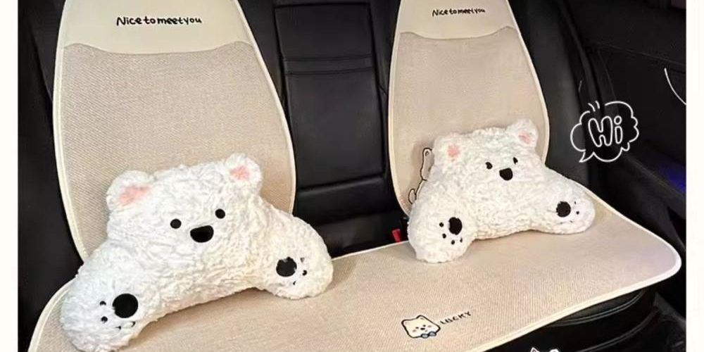Interior 2026 Asian linen car seat cushion, suitable for all seasons, breathable, high-quality car seat pad, new cartoon cute design